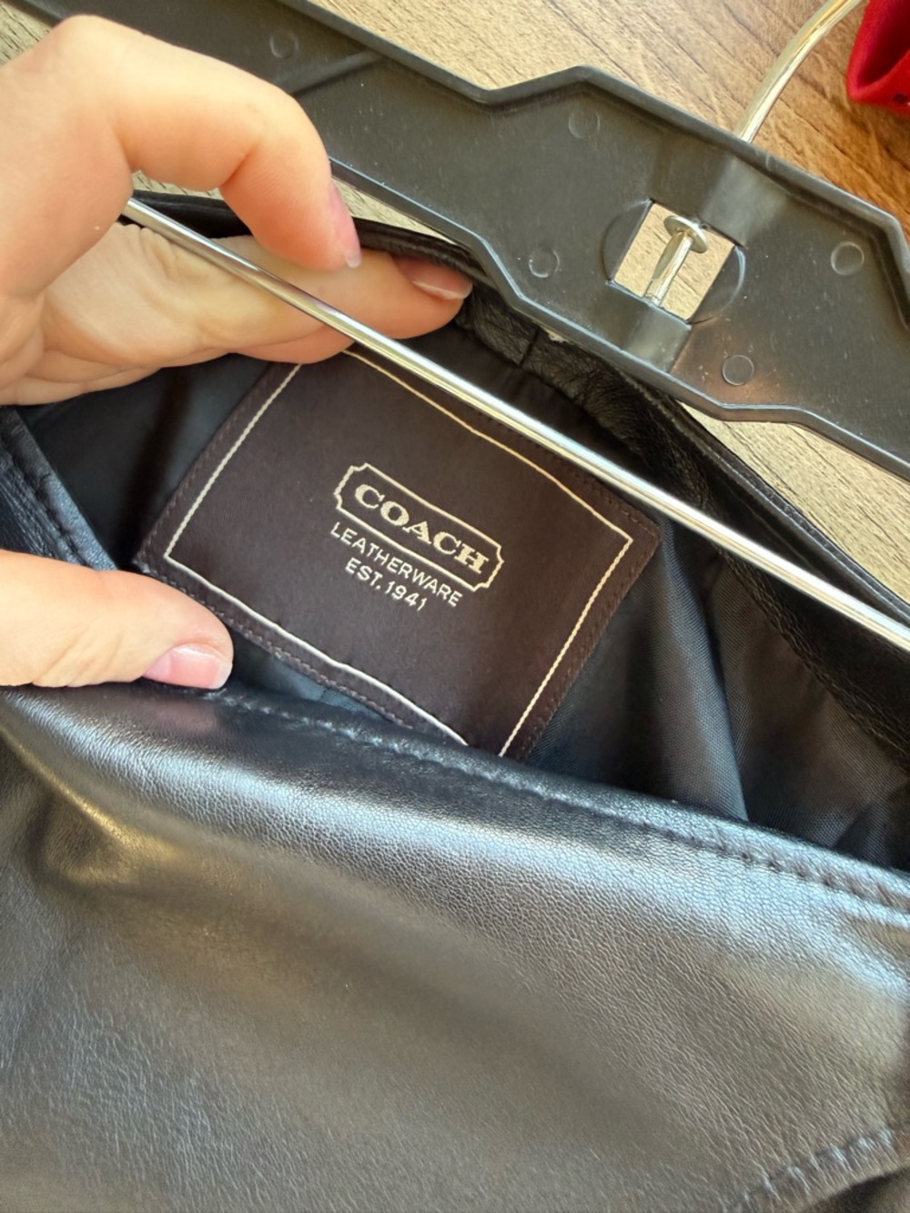 Coach Black Leather Wrap Mini Skirt with Silver Buckle - Picture 3 of 9